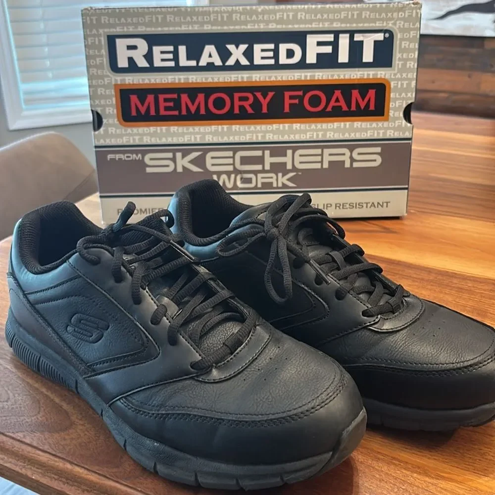 Skechers Work Men's Black Nampa Memory Foam Relaxed Fit Service Shoe Size 12